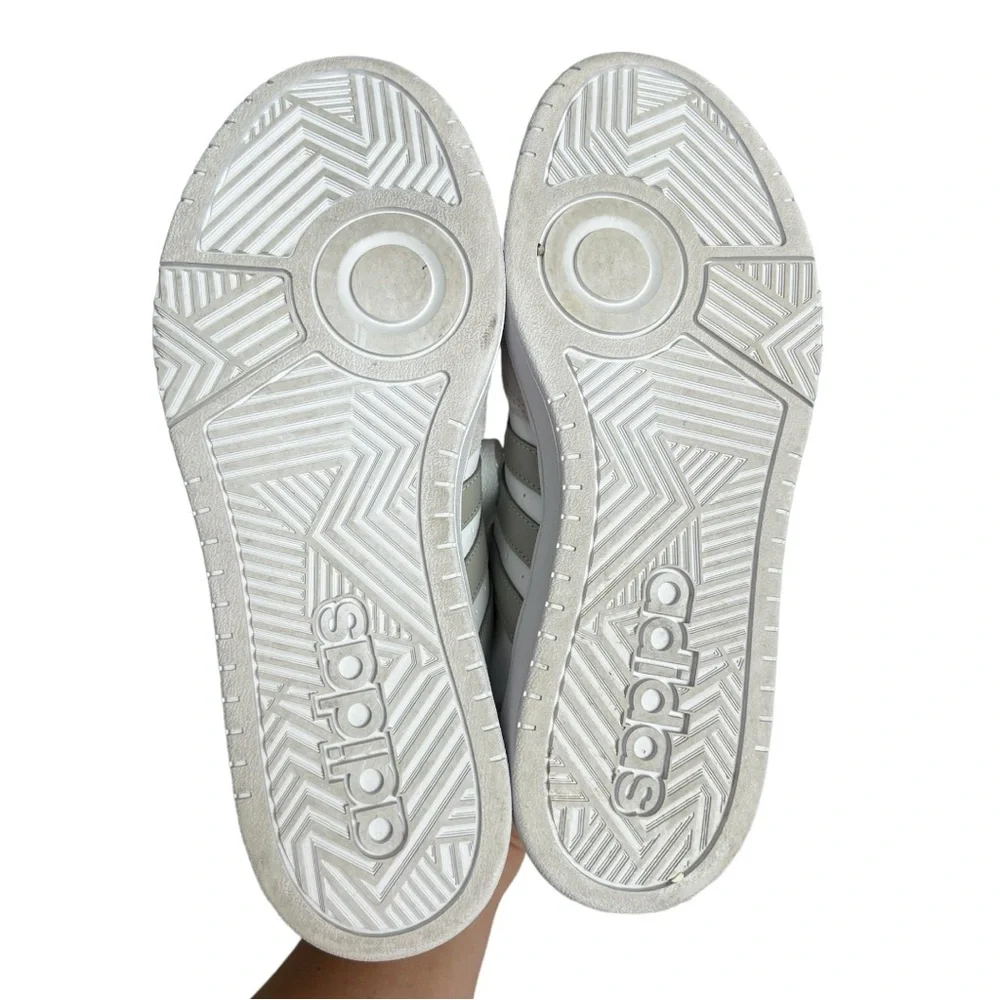 ADIDAS MENS HOOPS 3.0 LOW SNEAKER 3 STRIPE SHOES‎ NEUTRAL LEATHER SIZE 9